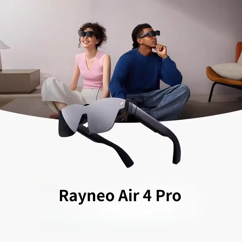 Lunettes intelligentes AR RayNeo Air 4 Pro, compatibles HDR10, 3840 Hz, 4 haut-parleurs, 1200 nits, écran Micro-OLED double couche, plus clair.