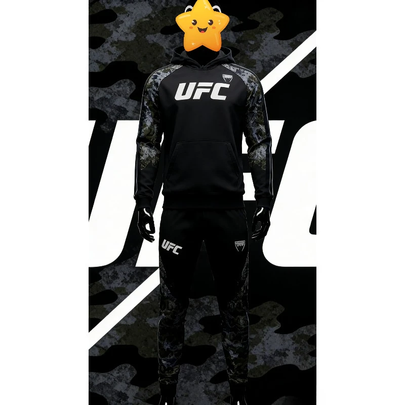 

New UFC Red Autumn/Winter Sportswear Men Outdoor Running Fitness Long Sleeved Pants Oversized Breathable MMA Boxing Training Set