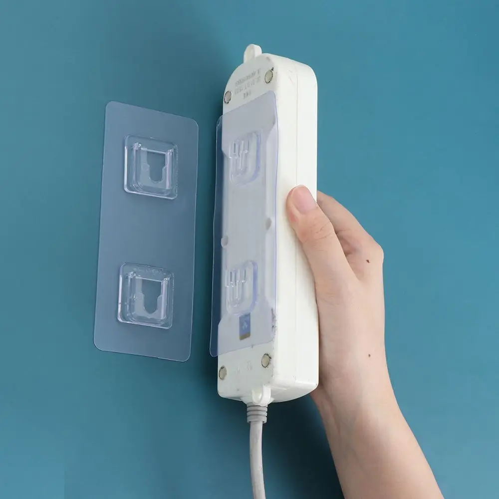 Seamless Storage Organizer Self-Adhesive Transparent Plug Fixer Socket Holder Plug Sticker