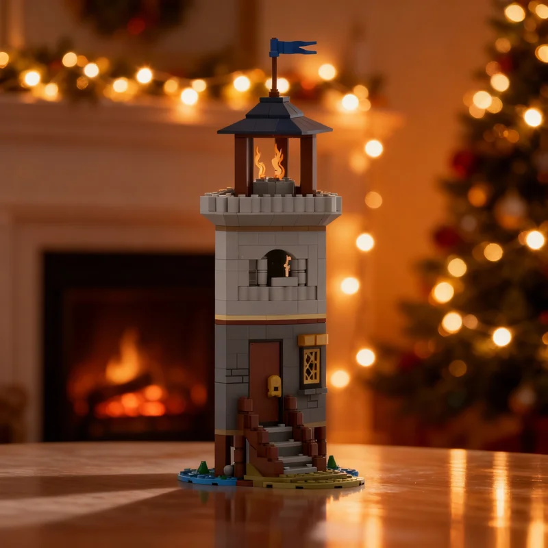 602pcs MOC Lakeside Outpost Castle Model Building Blocks Christmas Gift Toy Display Birthday Creative Art Assemble Collection