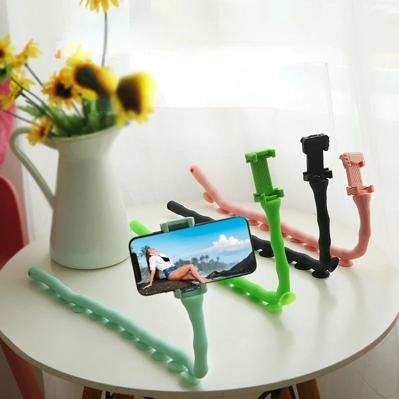 New Cute Car Phone Stand  Holder Cartoon Lazy Caterpillar Bracket Mobile Phone Holder Worm Flexible Phone Suction Cup Stand