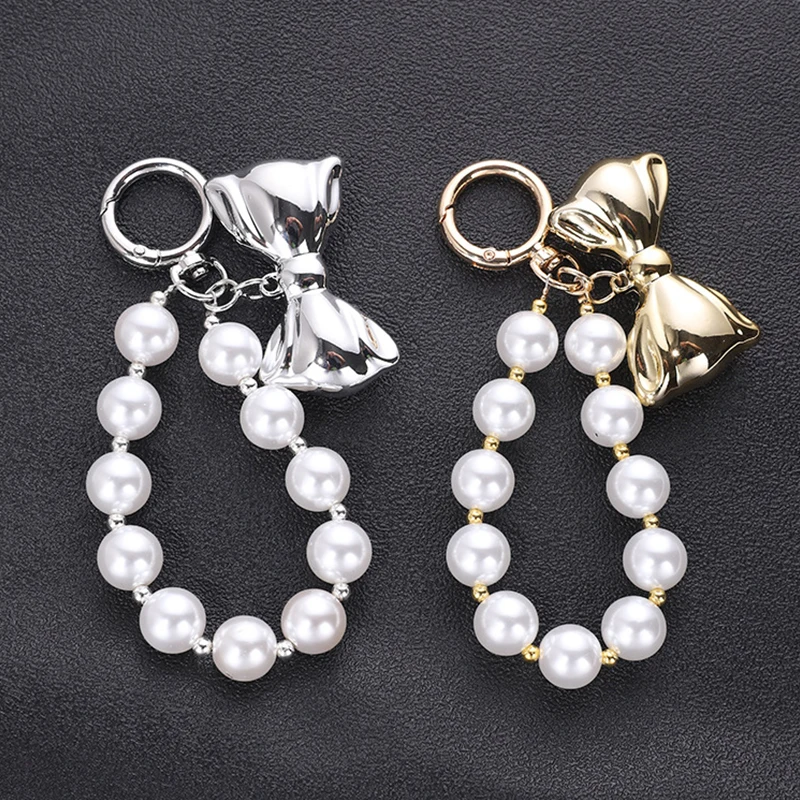 Корейский ремешок для телефона с бантом и бисером, анти-потерянный браслет, цепочка для телефона, брелок, простые бусины, ремешок для мобильного телефона, чехол для наушников, подвески