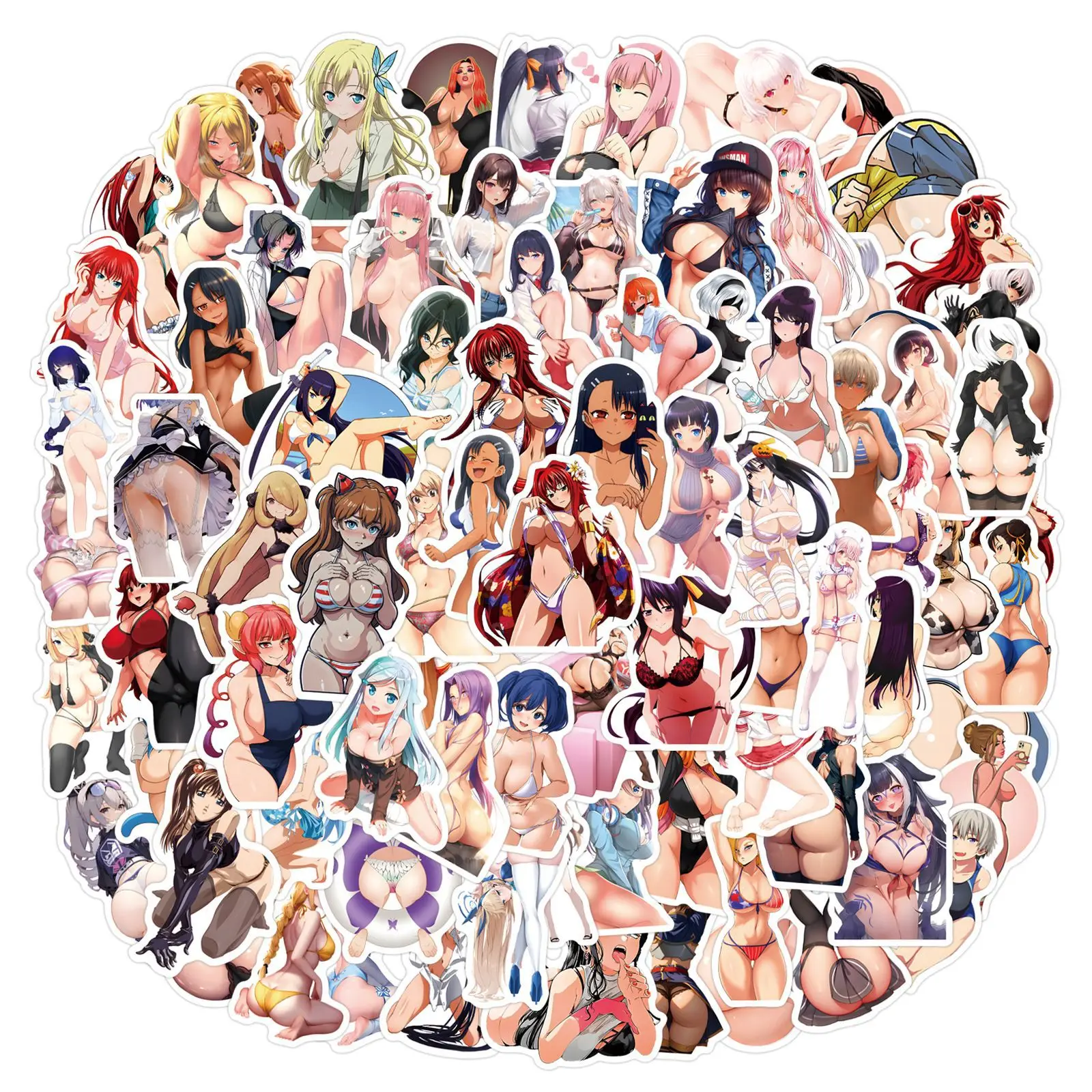 120pcs New Anime Sexy Waifu Bikini Girl Decorative Mobile Phone Skateboard Waterproof Sticker