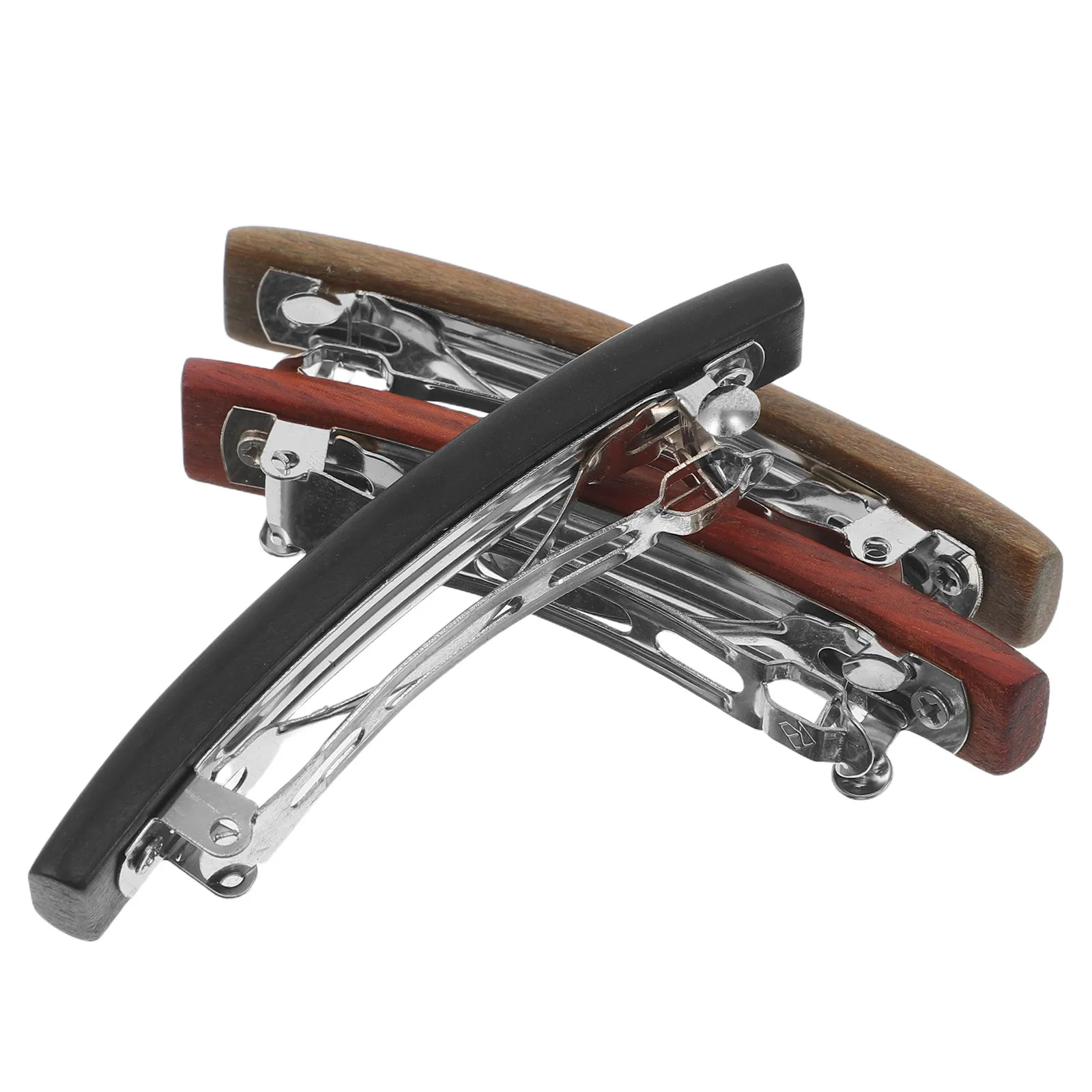 

3Pcs Minimalist Sandalwood Hair Clips Retro Wood Barrettes Long 7Cm Ponytail Holder Claw Clips for Women Lightweight Stylish