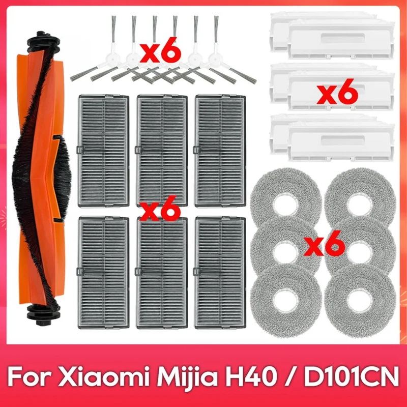 AA81-Para xiaomi mijia h40/d101cn escova lateral principal filtro hepa panos mop saco de pó robô aspirador peças