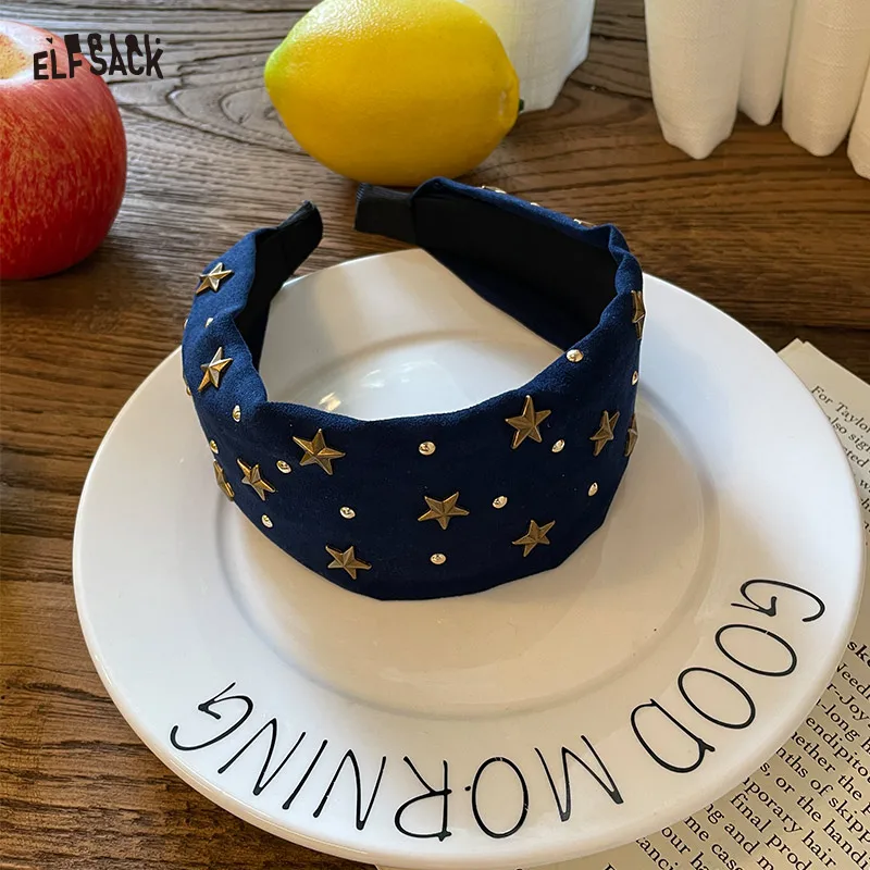 

ELFSACK 2025 Autumn New Arrival Fairycore Star-Shaped Beading Wide Hairband For Woman