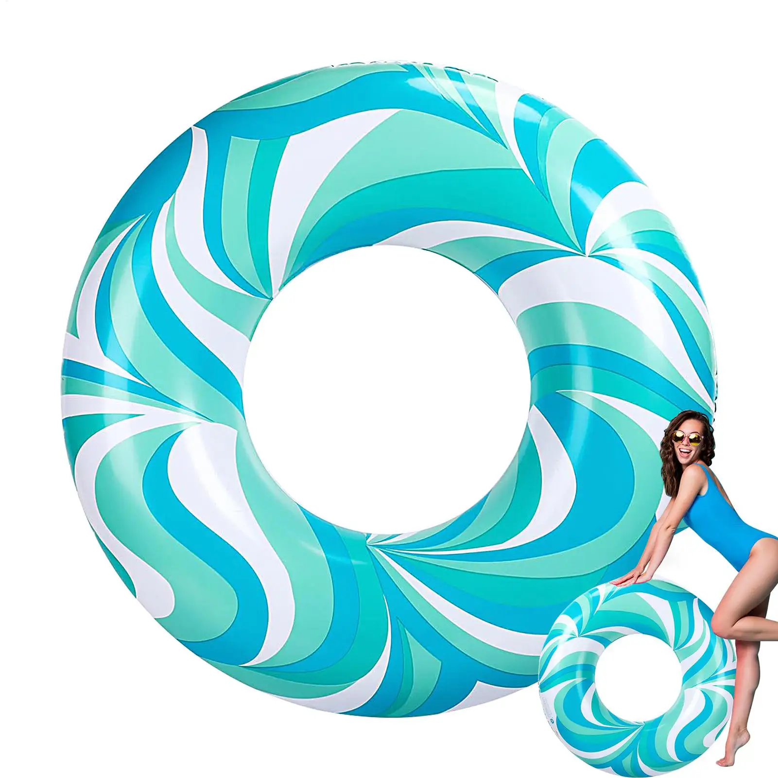 

Swimming Pool Safety Ring Water Print Design Life Preserver Ring Toddler Swim Ring Donut Pool Float With Valve