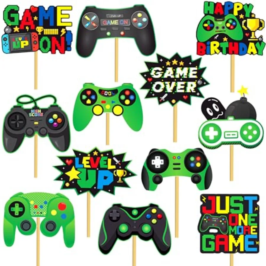 Video Game Centerprise Sticks 15Pcs Gamer Birthday Party Decorations Video Game Centerpiece for Table Gaming Birthday Supplies