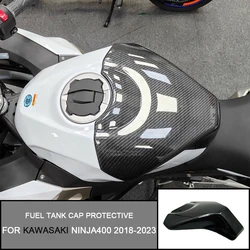 Motorcycle Black Carbon Fiber Pattern Fuel Tank Cap Protective Shell Fuel Gasket Protector For KAWASAKI NINJA400 Z400 2018-2023