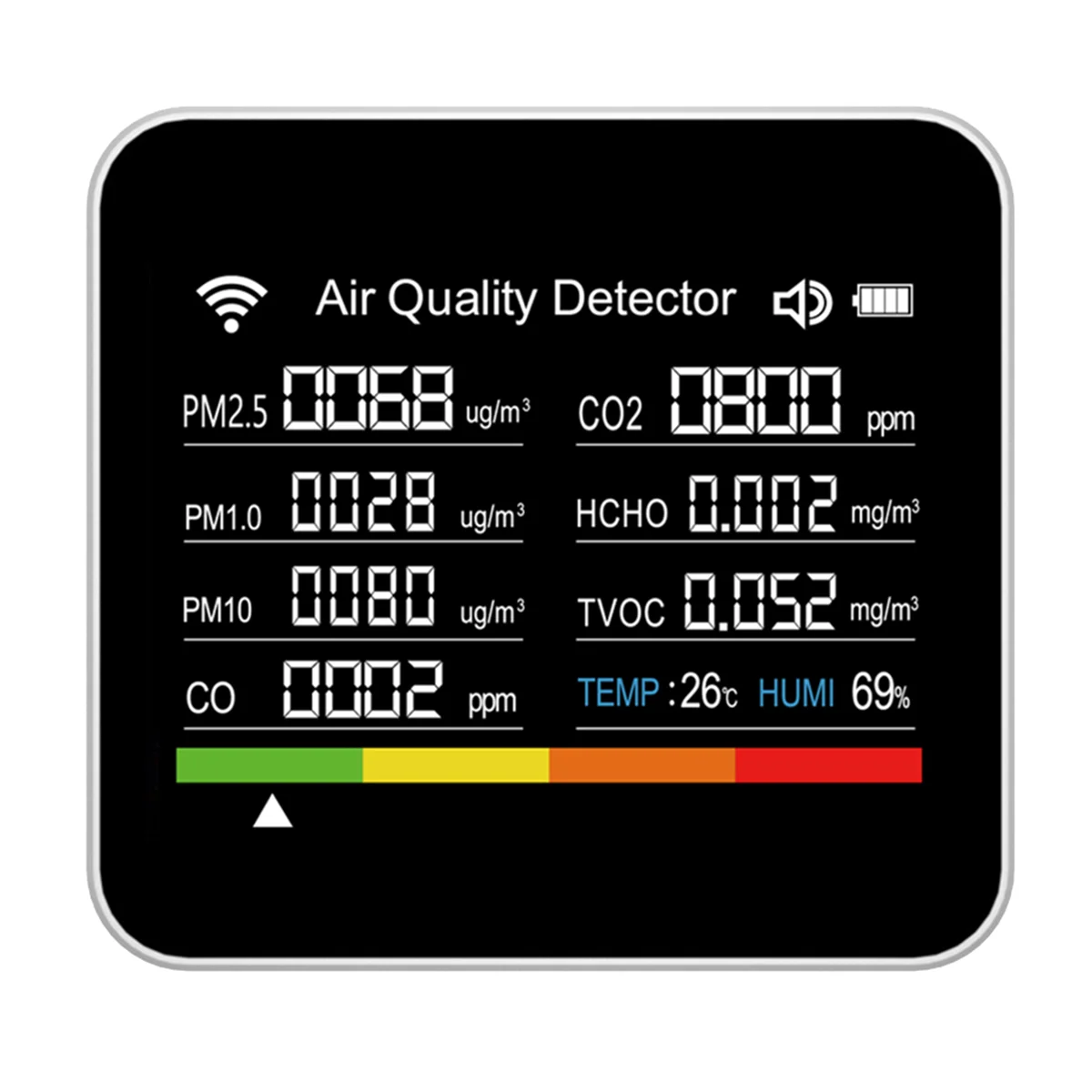 15 in 1 Air Quality Tester Multifunctional Digital PM2.5 PM1.0 PM10 PM10 HCHO TVOC CO CO2 Meter for Home/Office Black