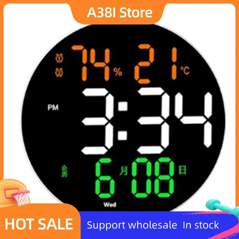 

A38I 10 Inch Digital Wall Clock With LED Display Remote Control Adjustable Brightness Digital Alarm Clock/Temp/Calendar/Date