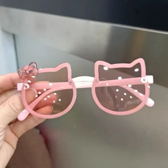 Letnie dziecięce okulary przeciwsłoneczne Cute Kitty Akrylowa kokardka Zewnętrzne okulary przeciwsłoneczne z ochroną UV Dziewczynki Klasyczne dziecięce okulary UV400 dla chłopców