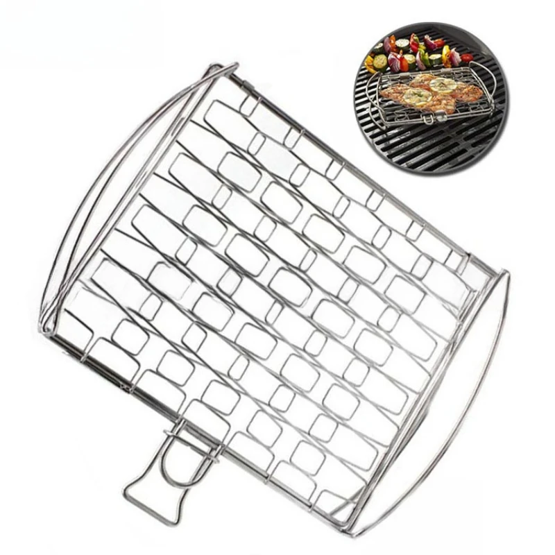 Grill Stainless Steel BBQ Mesh BBQ Mesh Clip Camping BBQ Rack Grill Fish Rack