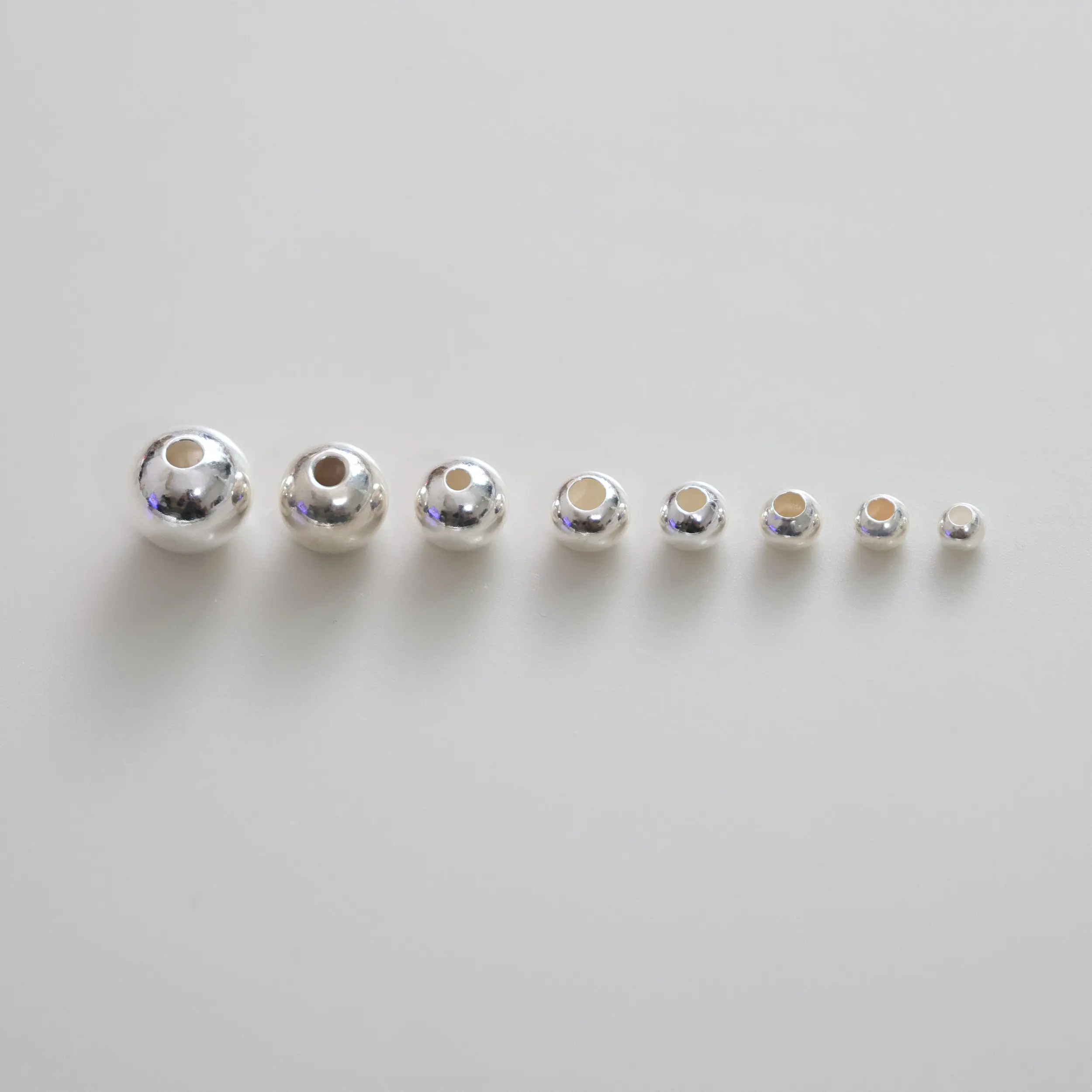 10PCS  925 Sterling Silver Round Loose Beads Spacer Beads for DIY Handmade Bracelet Necklace Fine Jewelry Findings&Component