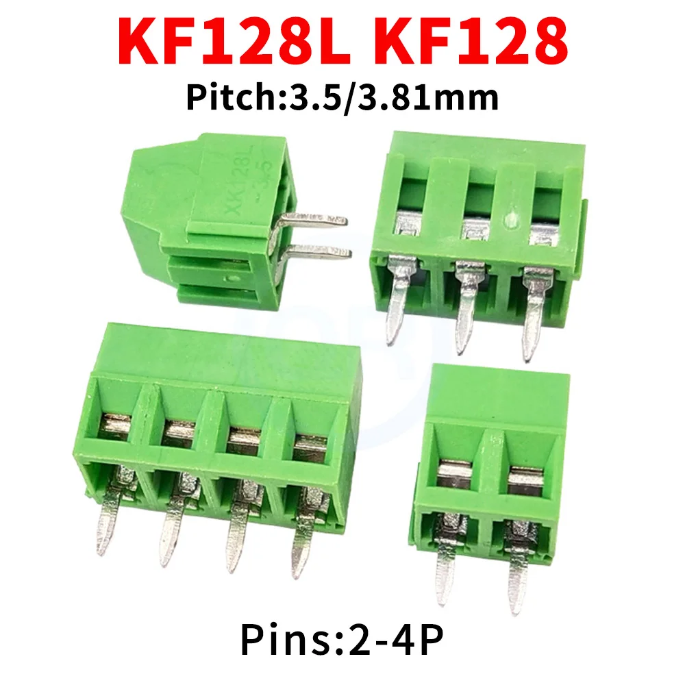 

(10 pcs) KF 128L 3.5mm 3.81mm Screw PCB Terminal Block KF128 - 3.5 / 3.81 Splicable 300V / 10A 2-4Pin