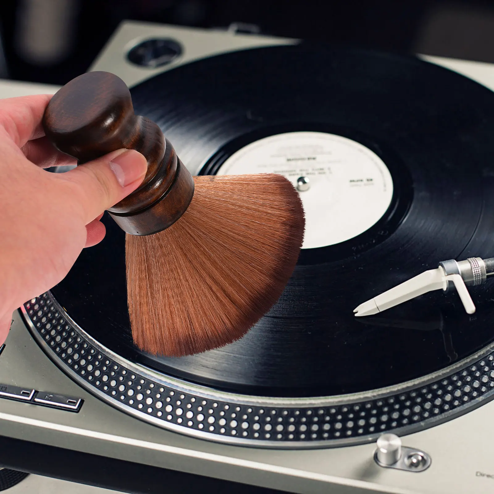 

1pc Vinyl Record Cleaning Brush Cd Player Turntable Cleaner Dust Remover Large Area Synthetic Fiber Wood Handle Disc Cleaner