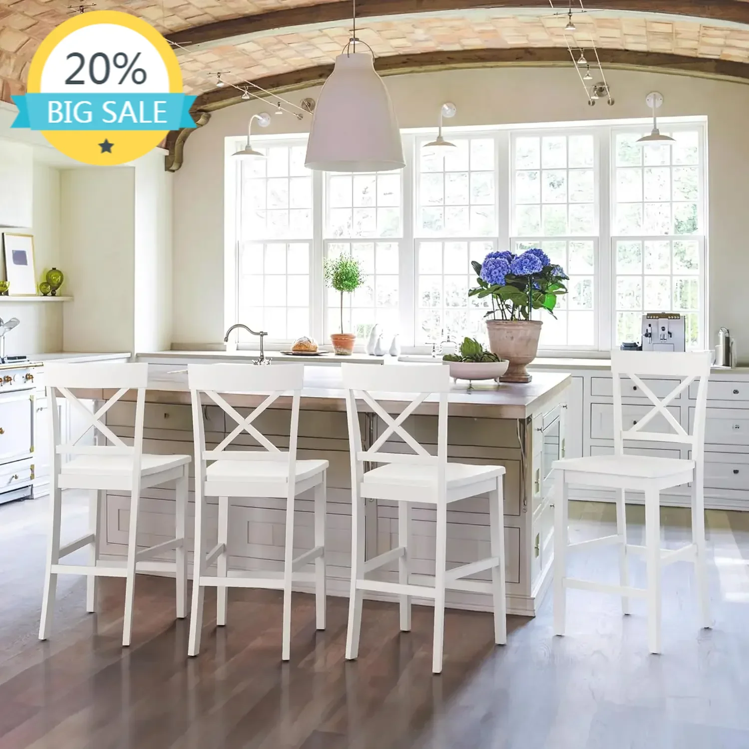 

Big Clearance Sale BestsellerBestsellerCounter Height Bar Stools Set of 4, 24" H Wooden Counter Stools , X-Back Farmhouse Barsto