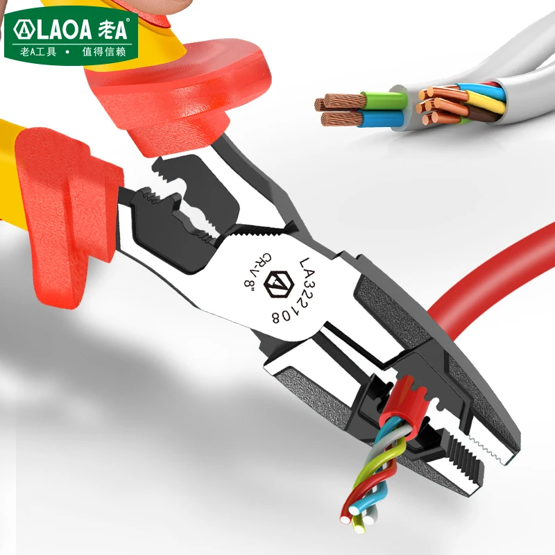 LAOA Insulated Needle Nose Pliers 1000V Wire Cutter VDE Electrical Wire Stripper Terminal Crimping Tools