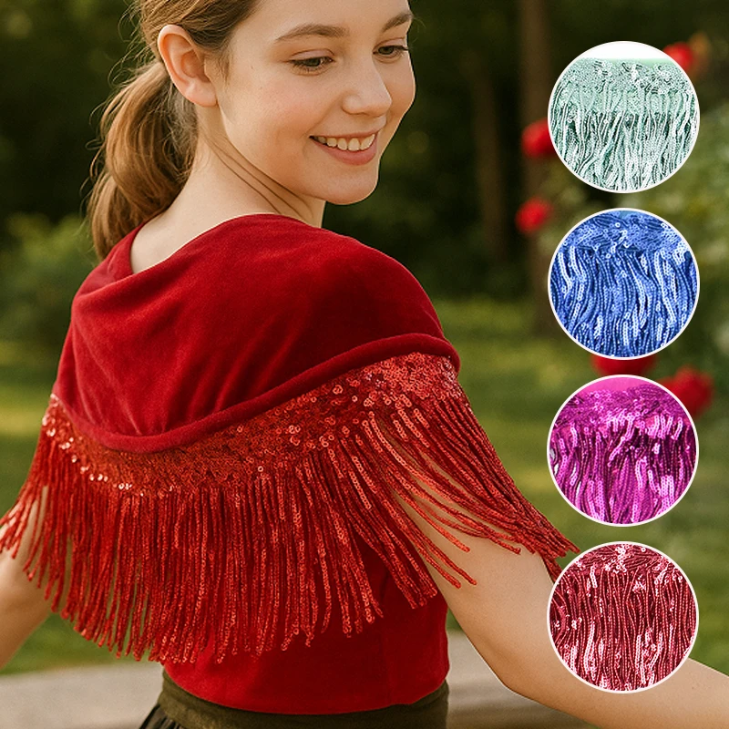 

2/5/10Yards 10cm Encrypted Sequin Tassel Latin Dress Trim Tassels Garment Decor Trimming Stitching Fringe DIY Sewing Accessories