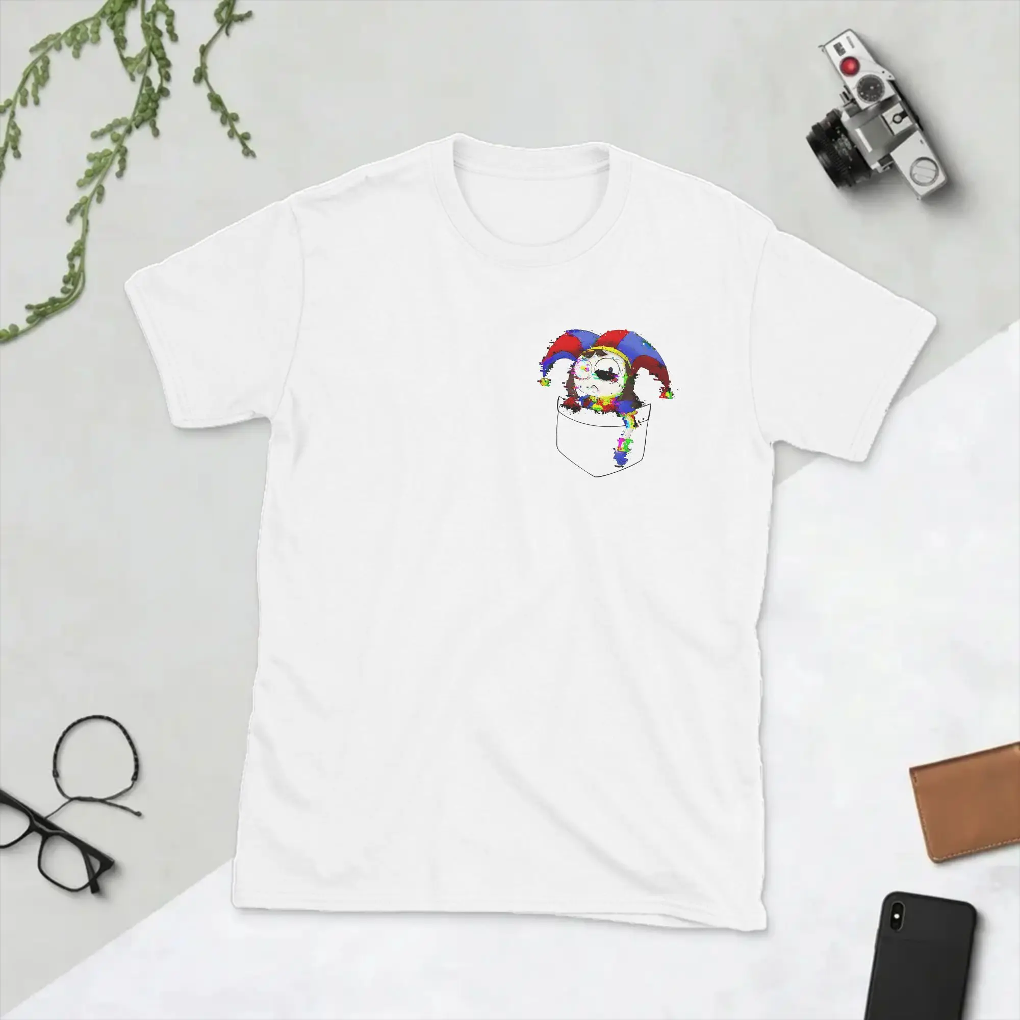 Glitched Pomni To Go Men's T Shirt Cartoon Digitals Circus Tee Shirt Short Sleeve Round Collar T-Shirt Pure Cotton Clothing