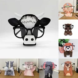 Cute Farm Animal Glasses Frame Creative Pet Shape Wood Carving Eyeglasses Stand Holder for Bedroom Office Desk Accessories