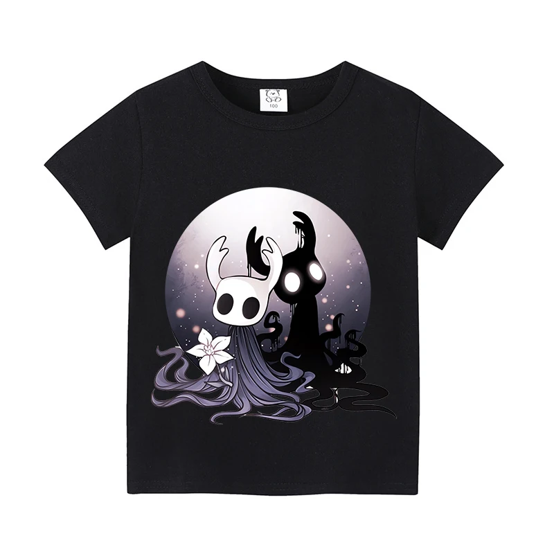 

Hollow Knighty Kids T-shirt Cotton Cute Game Anime Printing Black Tee Shirt Game Cartoon Boys Casual Clothes Party Birthday Gift