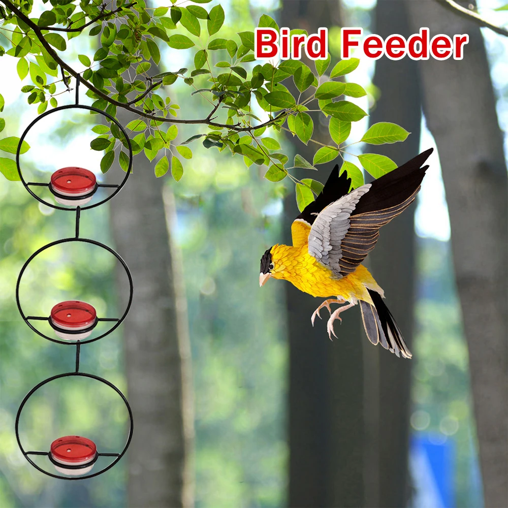 

3Pcs Humble Circular Bird Feeder with Red Bowl and Perch Hanging Hummingbird Feeder Ant and Bee Proof for Backyard Deck Window