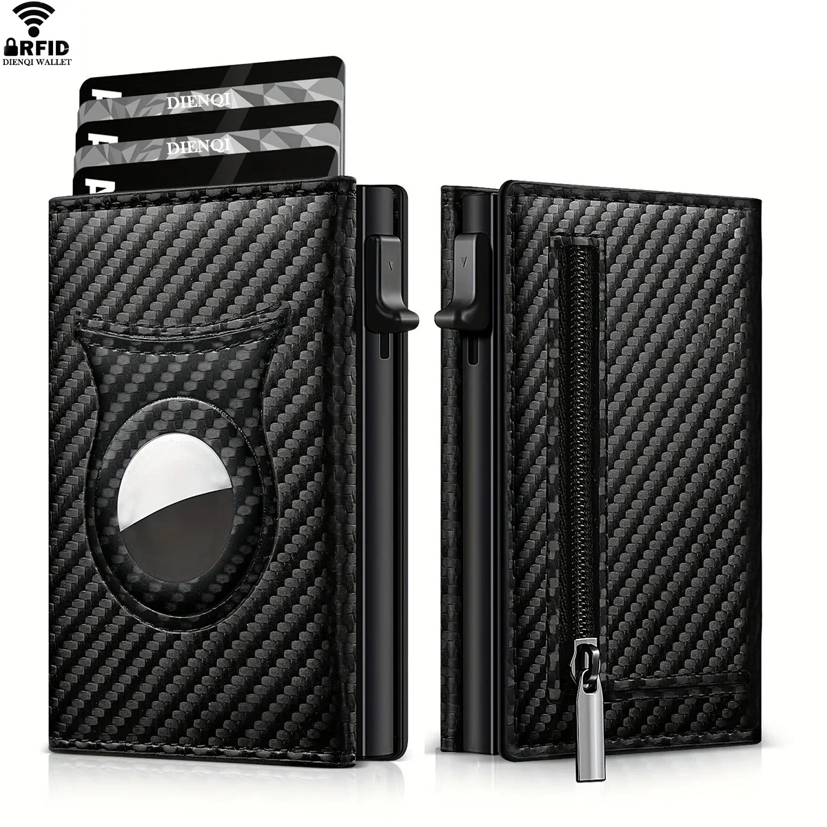 Rfid Credit Card Holder Men Wallets Luxury Carbon Fiber Cardholder Case Purse Small Minimalist Wallets For Apple Airtag Air Tag