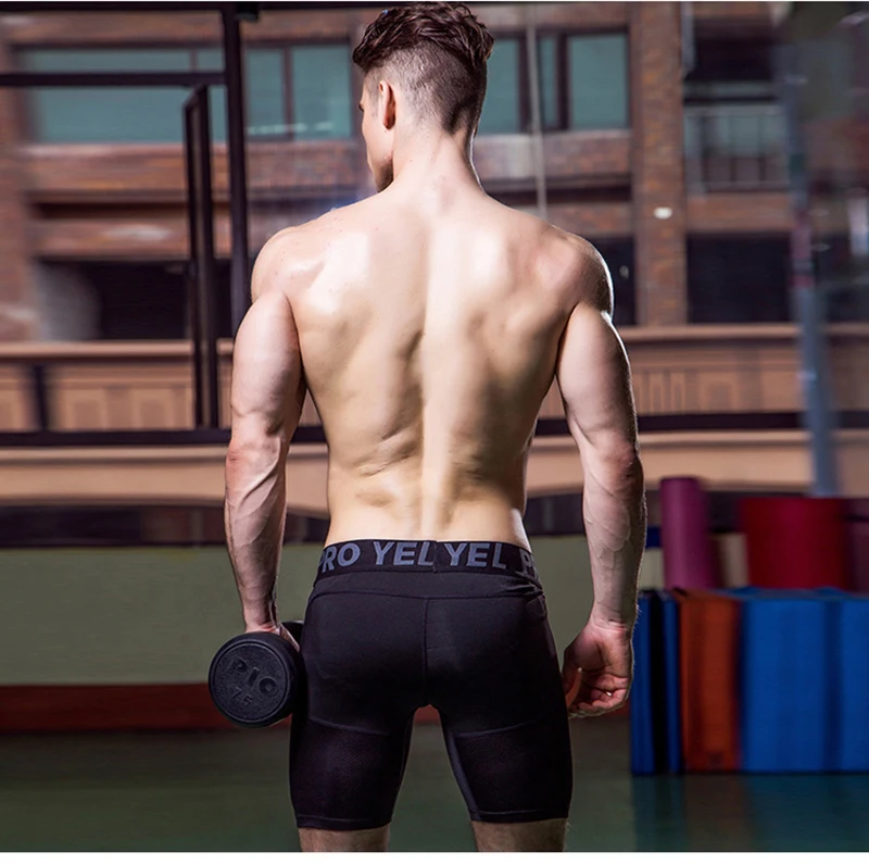 Männer Sport Fitness Shorts Gym Training Schnell Trocknende Kompression Leggings Radfahren Shorts Basketball Laufen Kurze Workout Tight – Detail 13