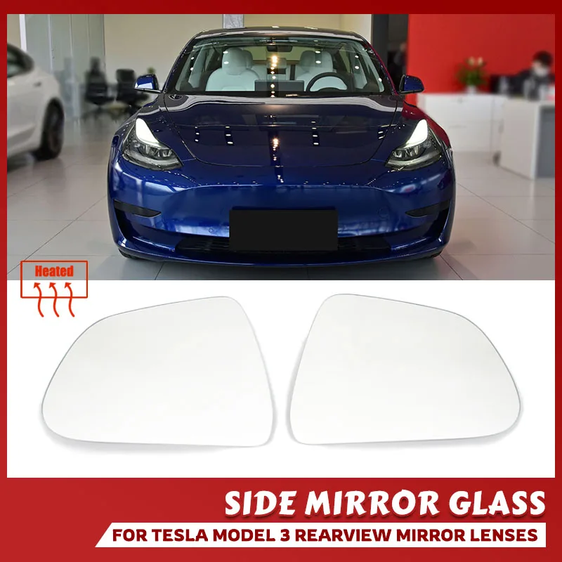 

1 Pair Side Rearview Mirror Glass Lens for Tesla Model 3 2018 2019 2020 2021 Wide Angle View Anti Glare Model3