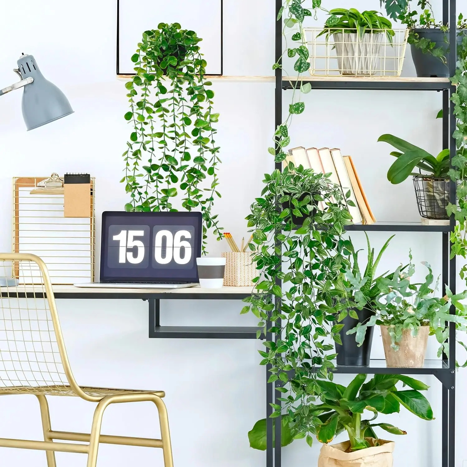 Künstliche Hängepflanzen, künstliches Topfgrün, künstlicher Eukalyptus, Mandala-Rebe im Topf für Selbstbüro, Wohnzimmer, Innenbereich, Heimdekoration – Detail 4