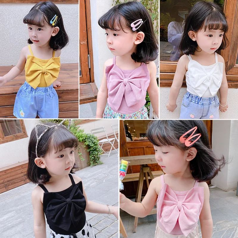 

Girls2024Summer New Camisole Children's Sleeveless Bow Top Baby Girls' Fashion Camisole-WSNY