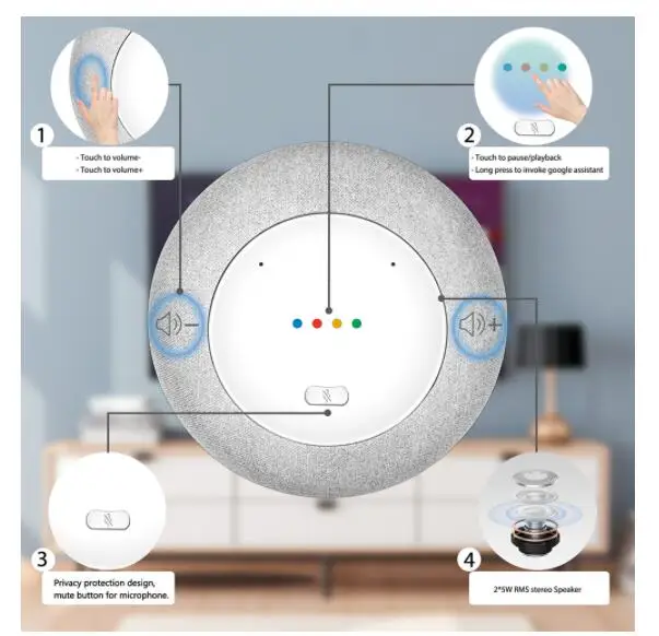 Mecool Homeplus KA1 Google Voice assistant with DVB T2/C round 2*5W RMS stereo BT Speaker Smart Home Control vs kp1 km2 plus