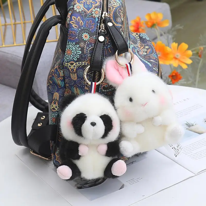 Porte-clés Kawaii en peluche Hamster poulet lapin cochon vache, mignon doux/Animal de dessin animé pendentif pour sac d'école, cadeaux pour enfants filles 13cm