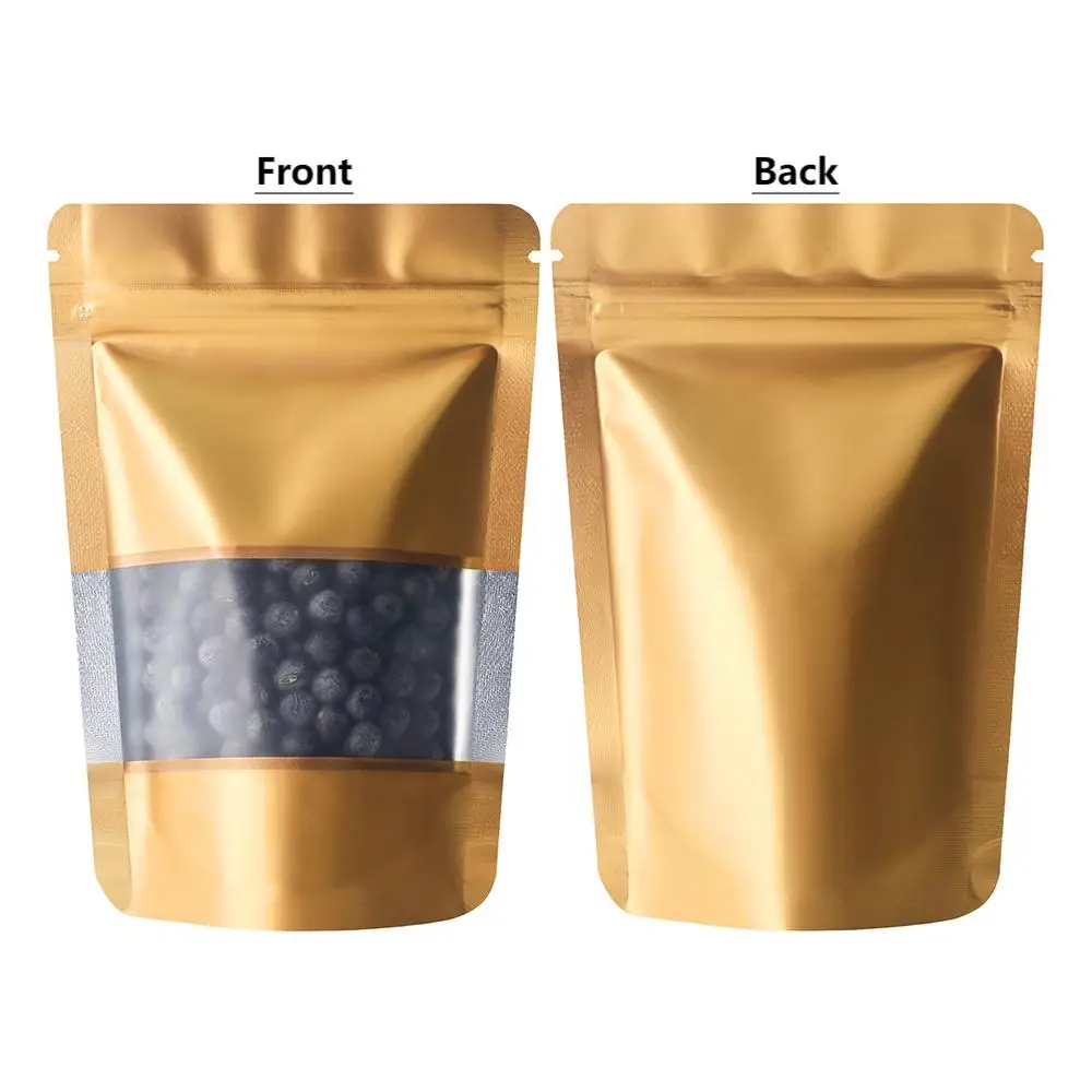 Reusable Thickened Moisture-proof Food Storage Upright Snacks Plastic Transparent Small Window Aluminum Foil Lined Mylar Bags