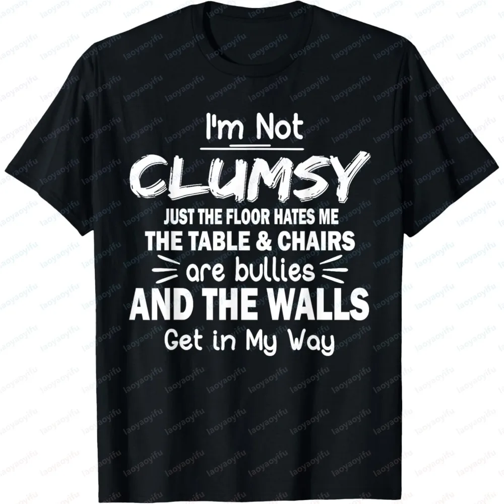 Men's Summer Short Sleeve Fashion T-Shirt Unique I'm Not Clumsy Funny Quote Crew Neck Cotton Tee Casual Fashion Daily Daily Tops