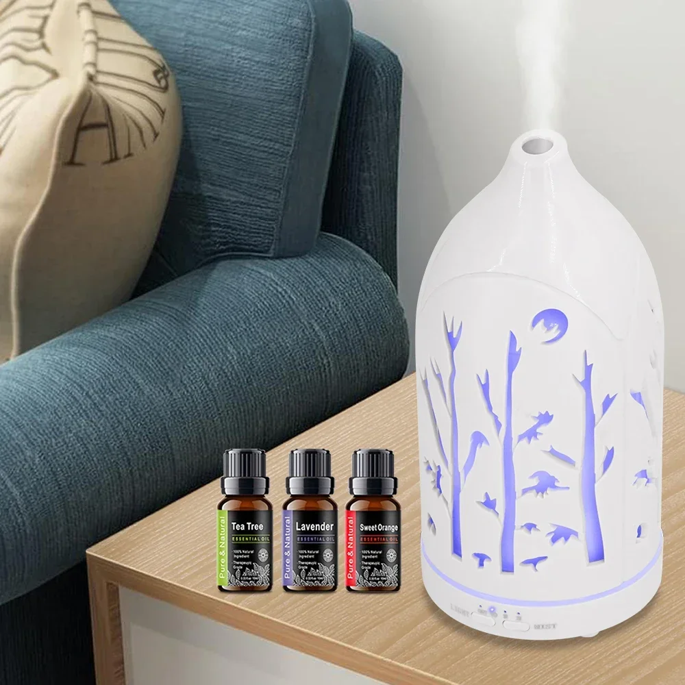 Diffusore di oli essenziali a LED a 7 colori con diffusore di aromaterapia ad ultrasuoni dal design scavato con spegnimento automatico, funzionamento ultra silenzioso