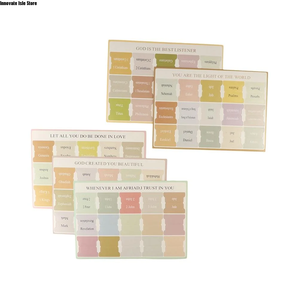 Book Accessories 5 Sheet Bible Index Removable Self-adhesive Bible Sticker Easy Read Writable Bible Label Stationery