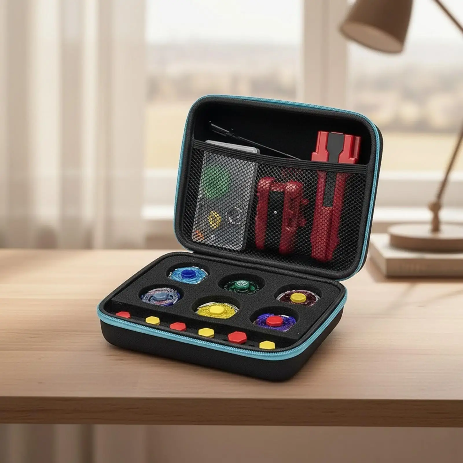 Gyroscope Top Organizer Case with Mesh Pocket Portable Gyroscope Top Carrying Case with Handle Shielded Zippered for Travel