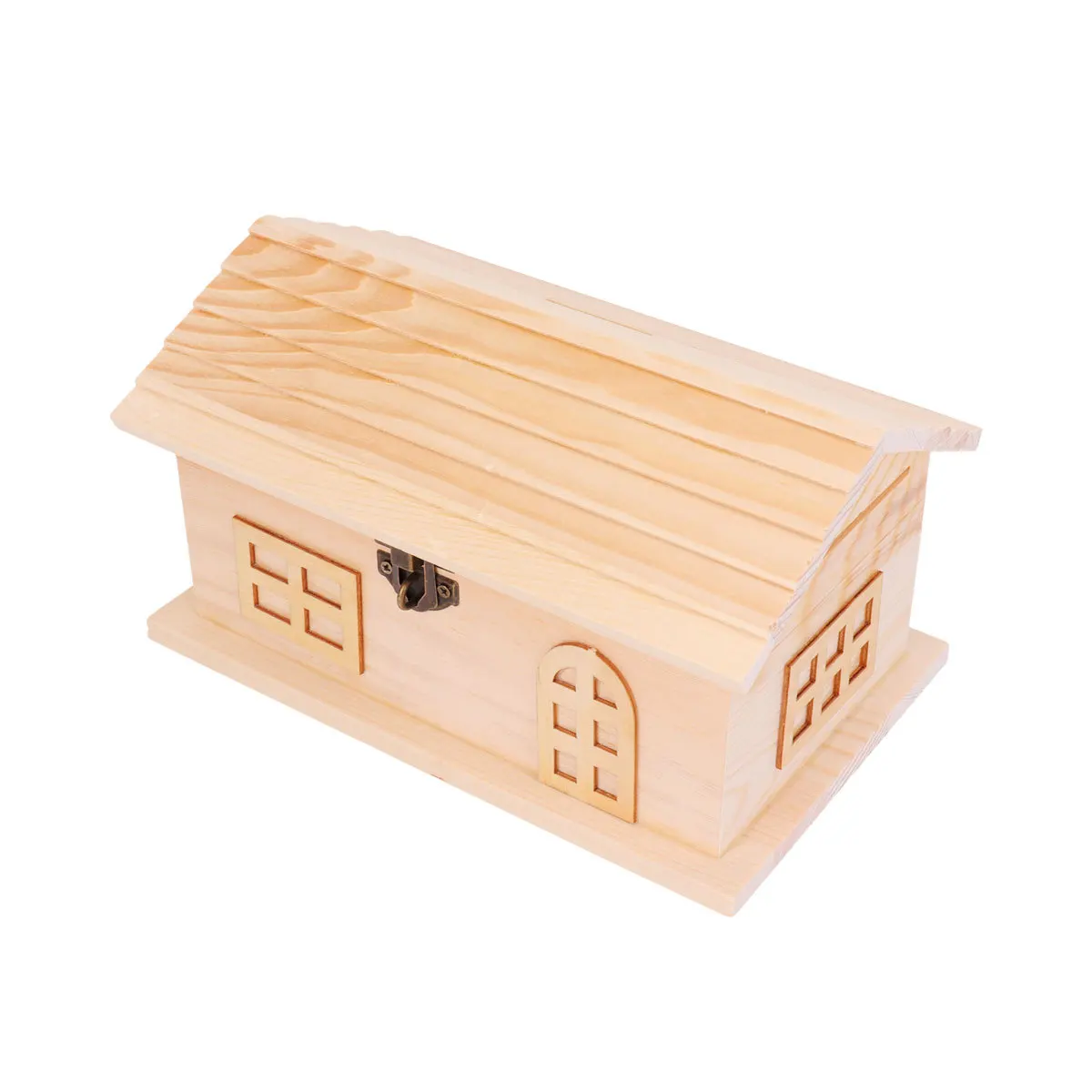 1 szt. Drewniany skarbonka w kształcie domku DIY dla dzieci, edukacyjna skarbonka na monety, drewniana skarbonka do rękodzieła dla dzieci.
