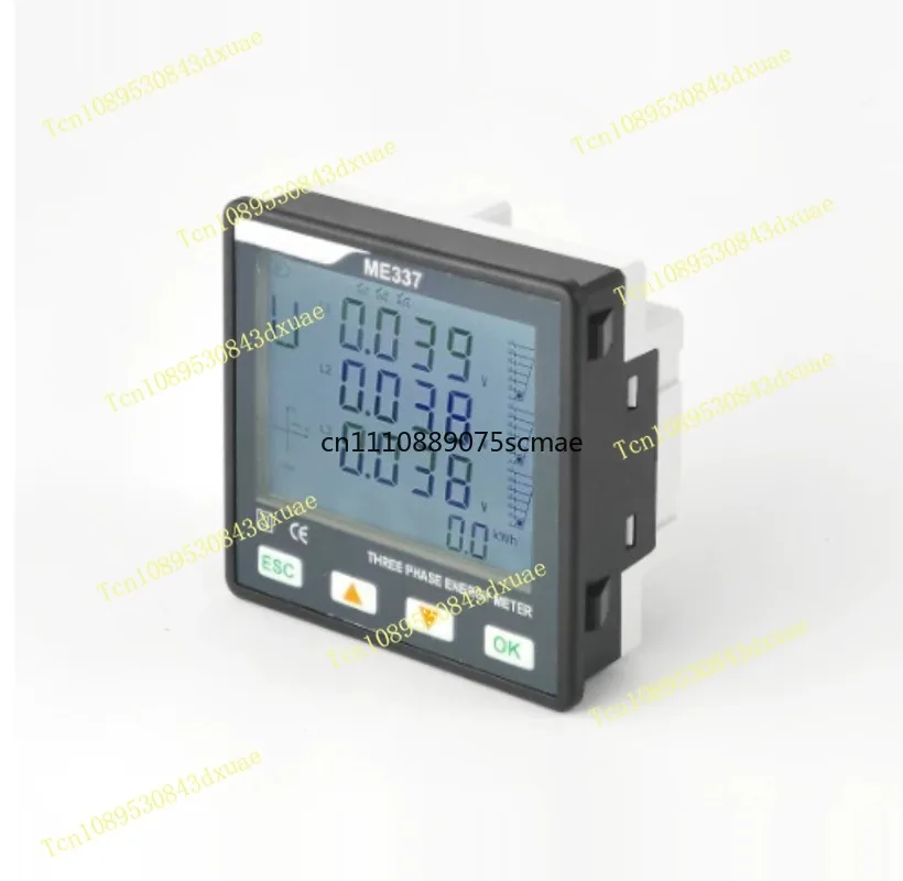 Panel Mount Three Phase Power Meter LCD Display RS485 Modbus Multi Function Without Rogowski Coil
