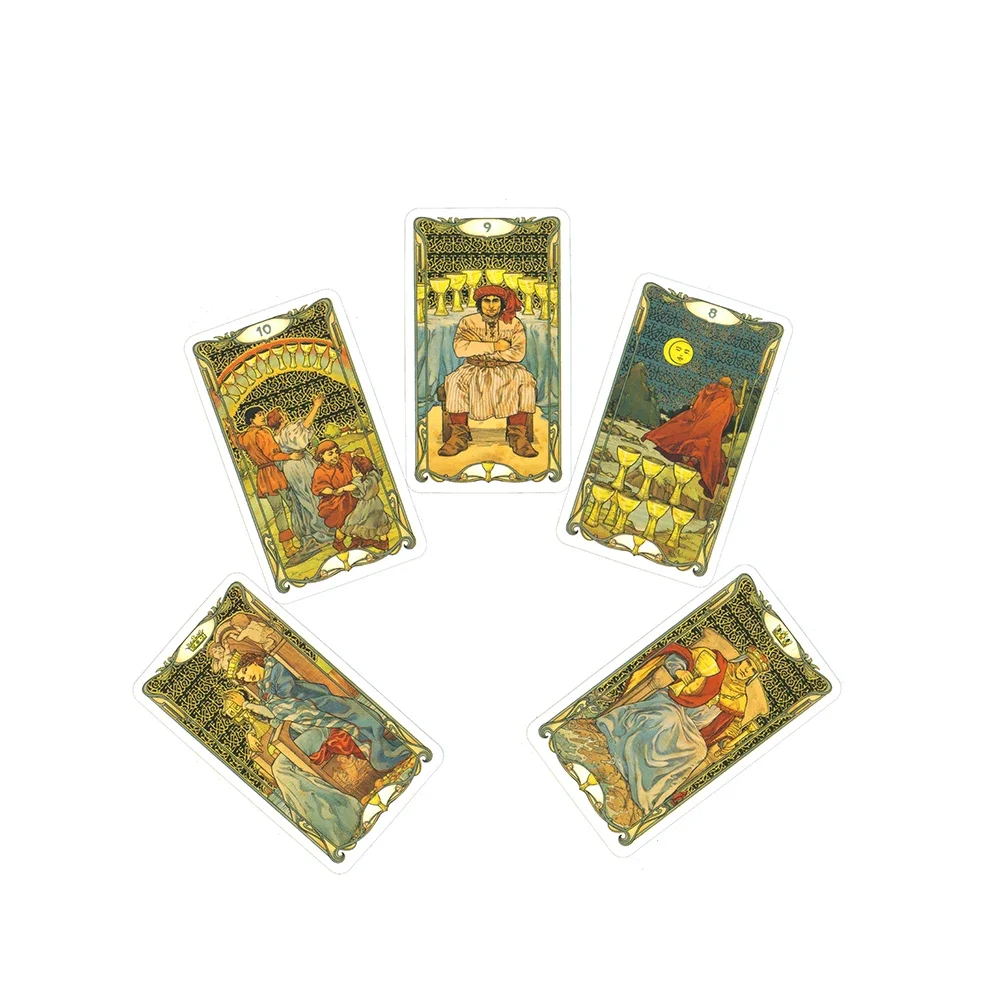 2023 Tarot Cards In Spanish Golden Art Nouveau Tarot Cards.Fate Divination Table Games Playing Card Family Party Board Game