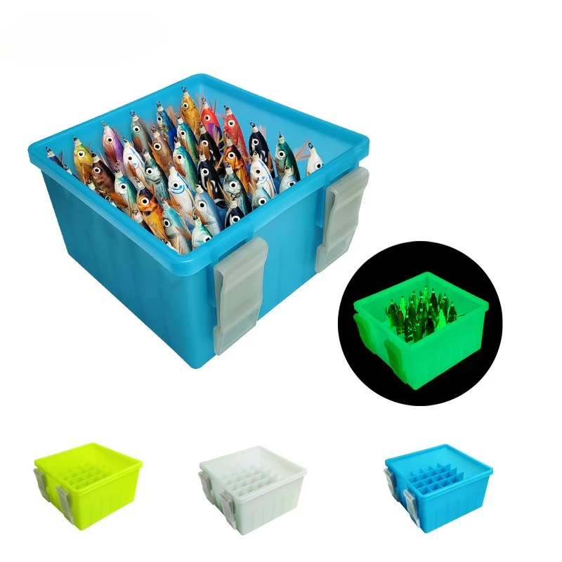 

New 36 Grids Plastic Luminous Fishing Tackle Box Hard Lure Storage Box Egi Webfoot Octopus Organizer Squid Jig Bait Container