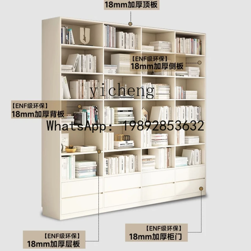 AA Solid Wood Modern Bookcase Living Room Shelf Integrated Wall Home Display Locker