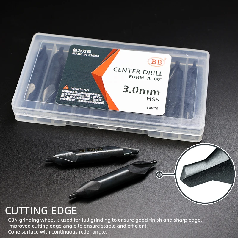 BB Center Drill HSS Co M35 Countersink Chamfer Lath Bit A Form 60 Degree Diameter 1 1.5 1.6 2 3.15 4 5 6 for Metal Aluminum