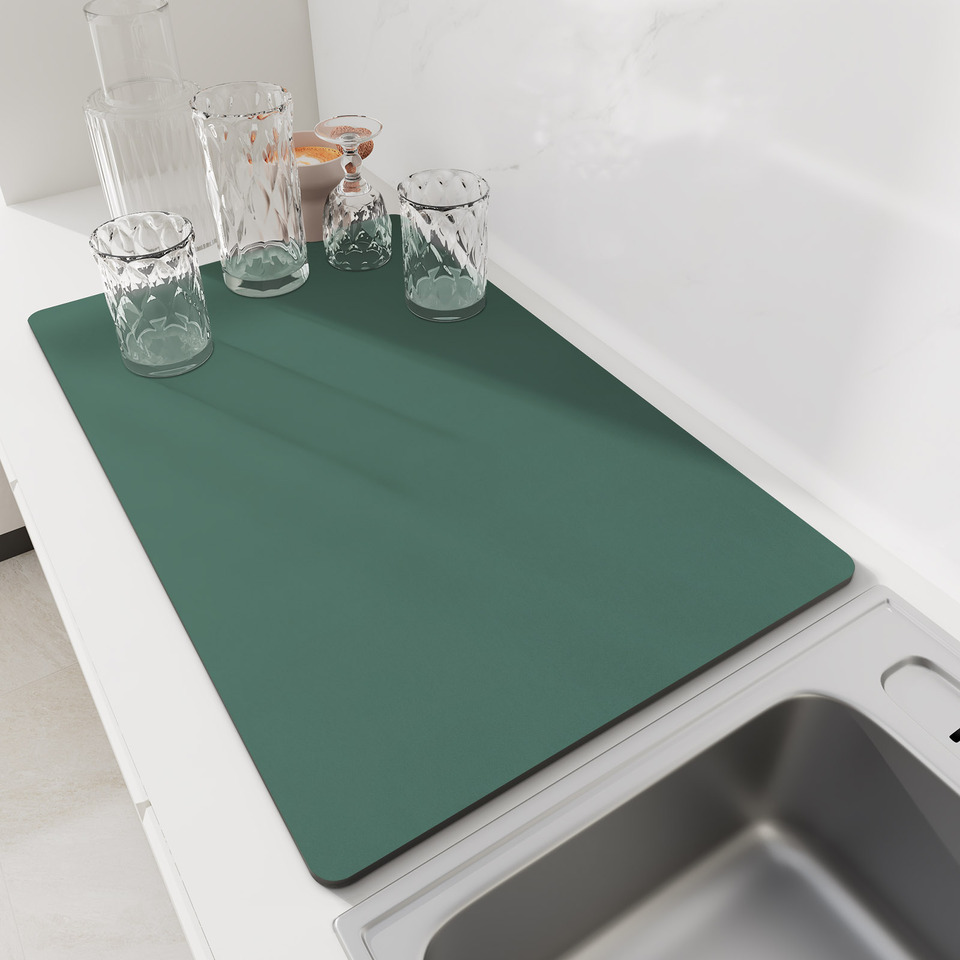  Solid Kitchen Super Absorbent Mat Coffee Dish Drying Mats Non-slip Draining Pad Quick Dry Tableware Faucet Placemat Dinnerware 