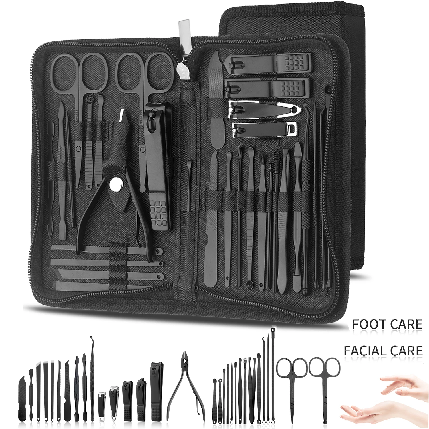 

Manicure Tool Set 32pcs , Cuticle Nippers And Cutter Kit, Professional Nail Clippers Pedicure Kit, Nail Art Tools, Stainless Ste