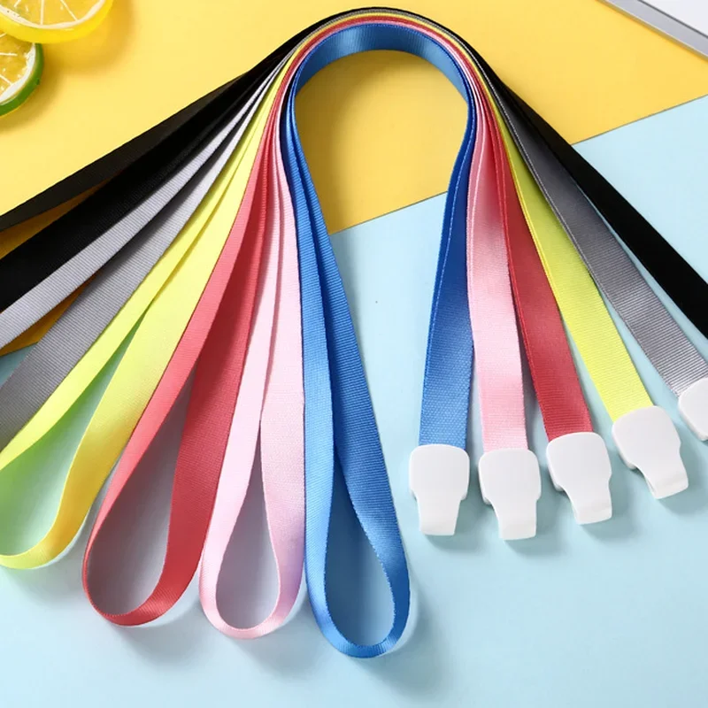 1Pc Lanyard for Card Holder Simpliicty Solid Color Bus ID Tag Card Factory Company Employee's Staff Card Lanyard Office Supplies