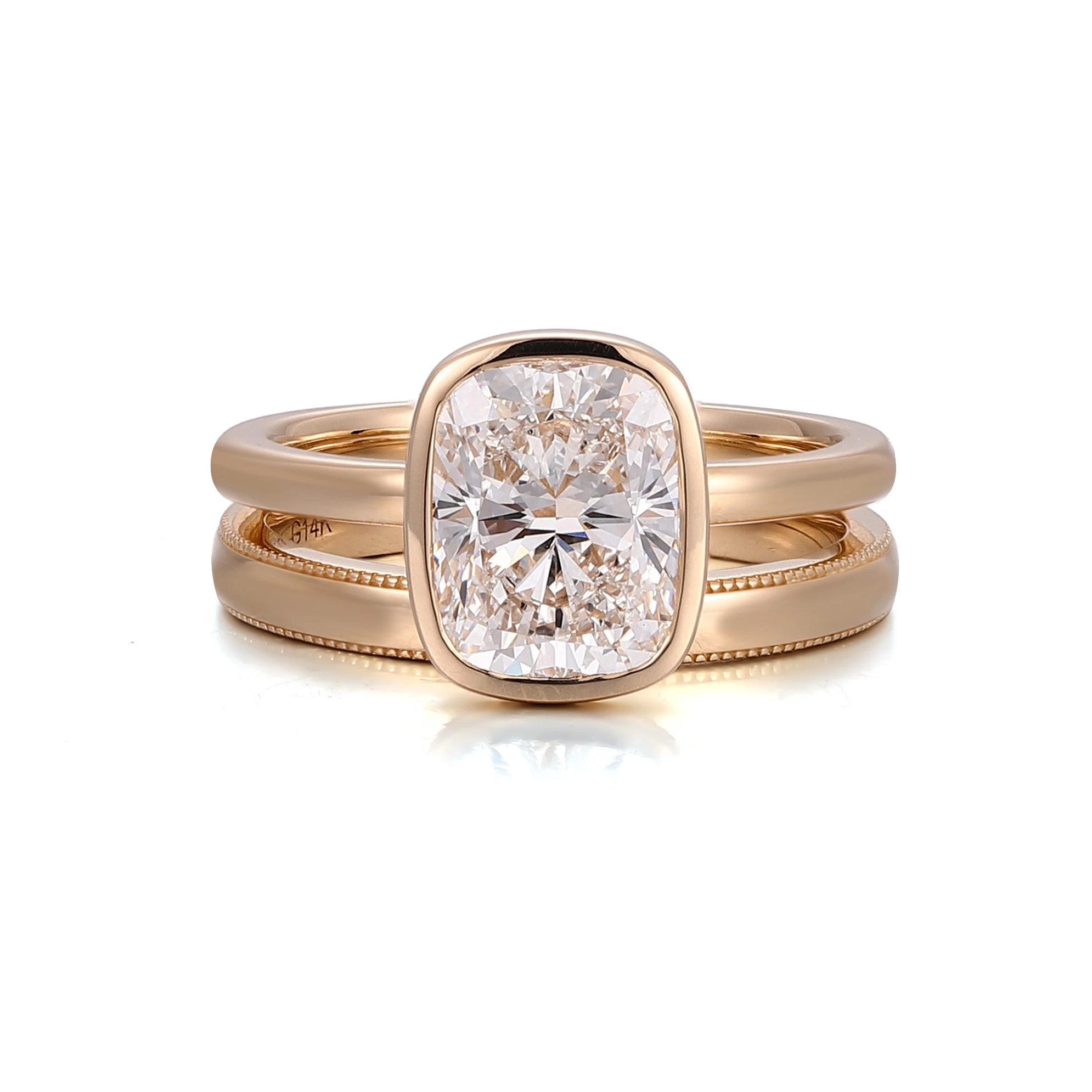 Provence Moissanite Stacking Rings for Women Elongated Cushion Cut D Color Engagement Rings 18K Luxury Rings 2.5 CT Wedding Band