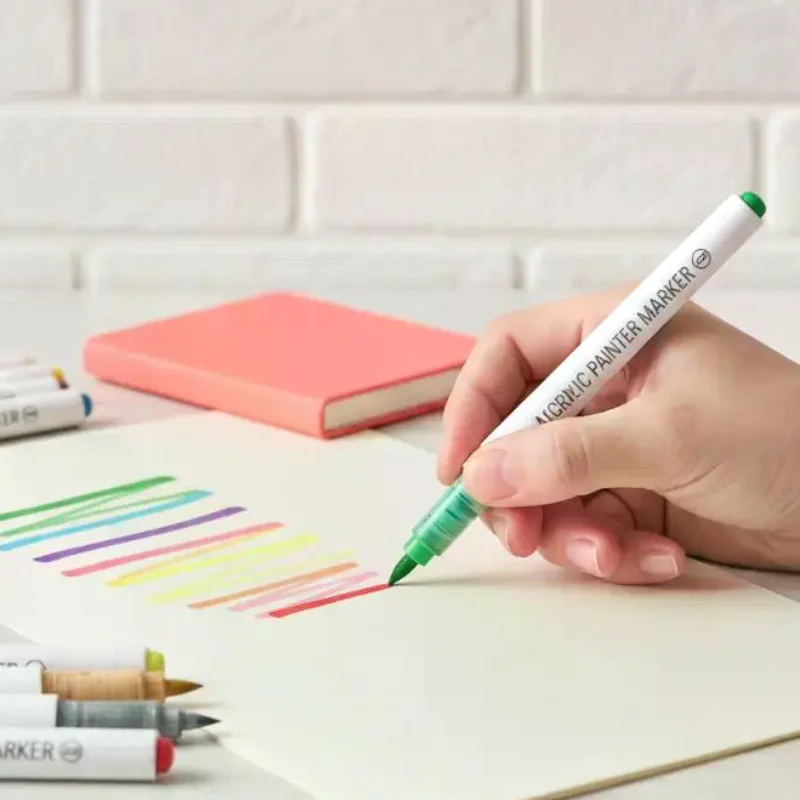 9Pcs 9 Colors Acrylic Color Markers Direct Liquid Paint Marker Pen DIY Drawing